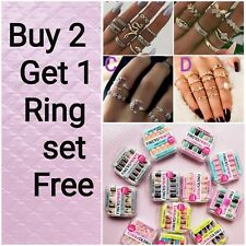 Buy 2 Get 1 Ring set Free Fing'rs Prints 24 Press-on Nails SELECT STYLE
