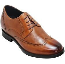 CALTO Y4103 - 3 Inches Height Increase Elevator Wing Tip Dress Shoe Brown Oxford