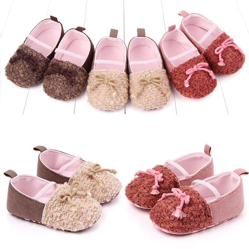 Casual Baby Shoes Infant Baby Girl Crib Shoes Bowknot Soft Sole Prewalker Sneakers Walking Shoes Non-slip Princess Shoes