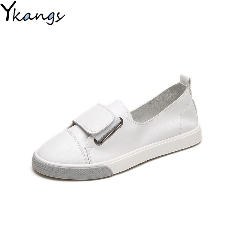 Casual Fashion yellow Women Loafers Flats Woman Lady female Slip On White PU Leather Moccasins Casual Shoes zapatos de mujer