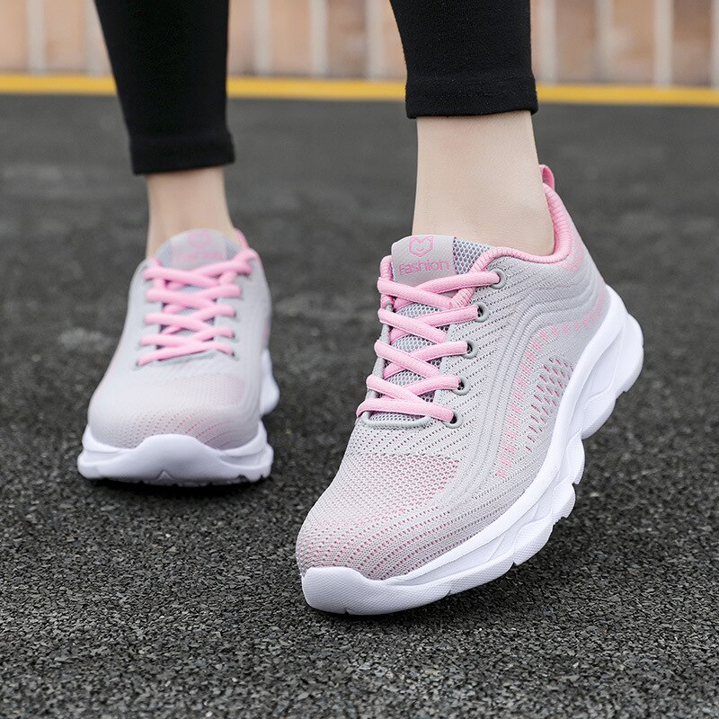 Casual shoes women sneakers breathable mesh lace-up platform sneakers women shoes 2021 lightweight woman flats