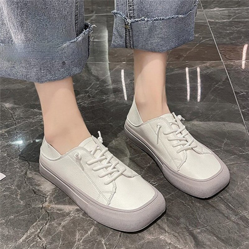 Casual Women Flats White Shoes 2021 Spring Autumn Ladies Shoes Comfortable Soft Outdoor Walking Wide head Woman Shoes