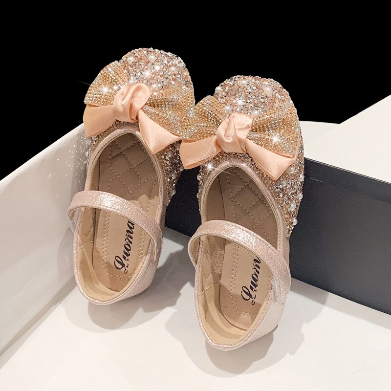Child Shoes Kids Pearls Rhinestone Party Dress Shoes For Toddler Baby Girls Crystal Princess Shoes 1 2 3 4 5 6 Years New 2022