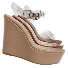 Choice89 Clear Lucite Platform Wedge Sandal, Women's Transparent Shoes