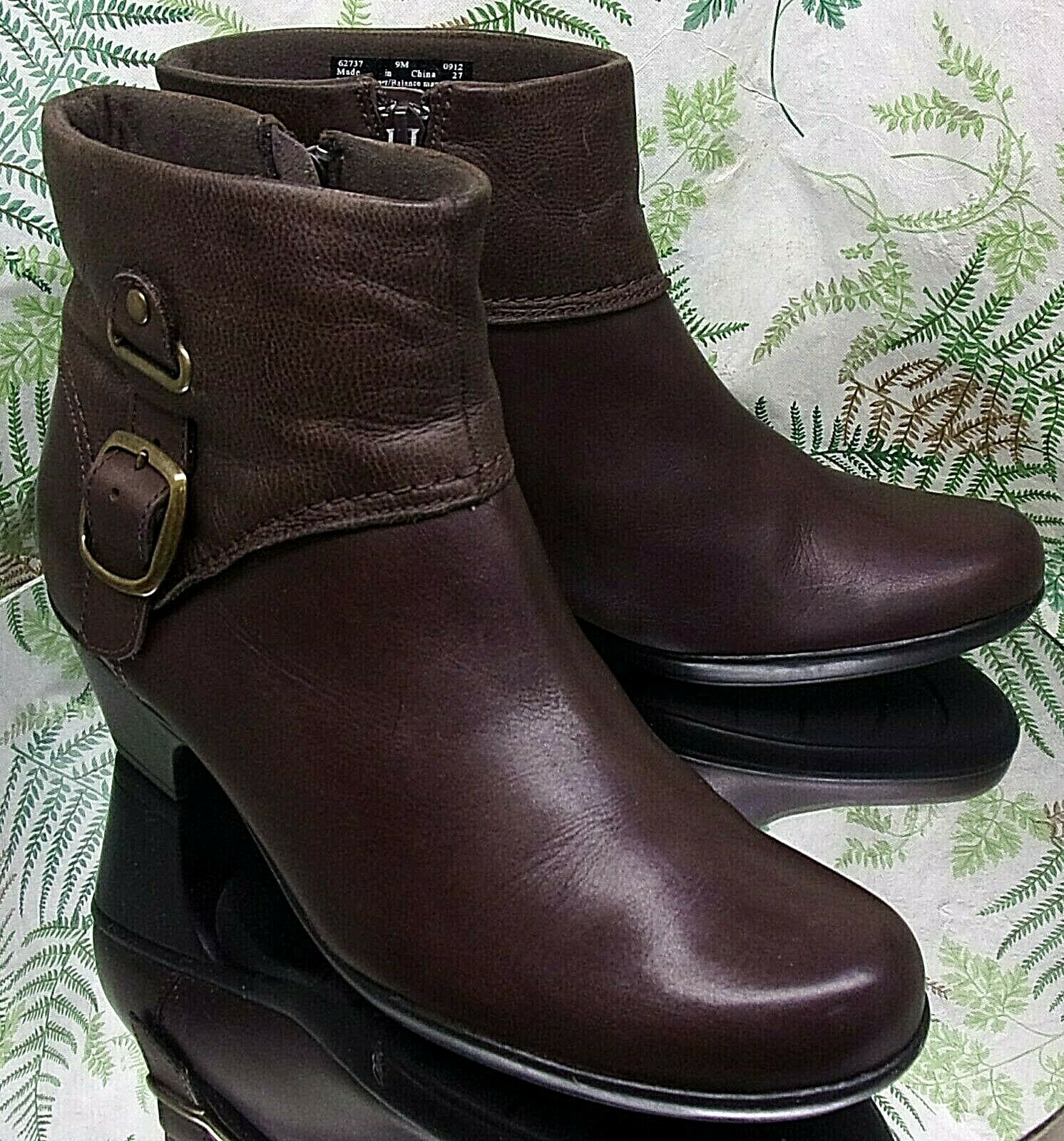 CLARKS BROWN LEATHER FASHION DRESS ANKLE BOOTS SHOES HEELS US WOMENS SZ 9 M