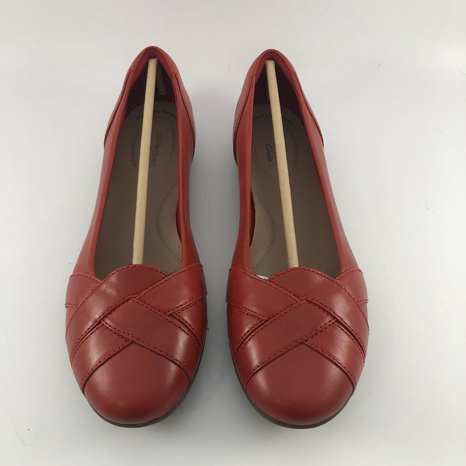 Clarks Gracelin Mia Women's Red Leather Ballet Casual Flat Shoes - Size 9.5 M