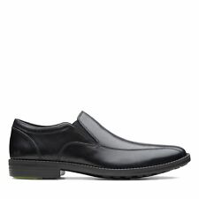 Clarks Mens Birkett Step Black Leather Slip-On Dress Shoes
