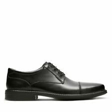 Clarks Mens Wenham Cap Black Leather Formal Shoes