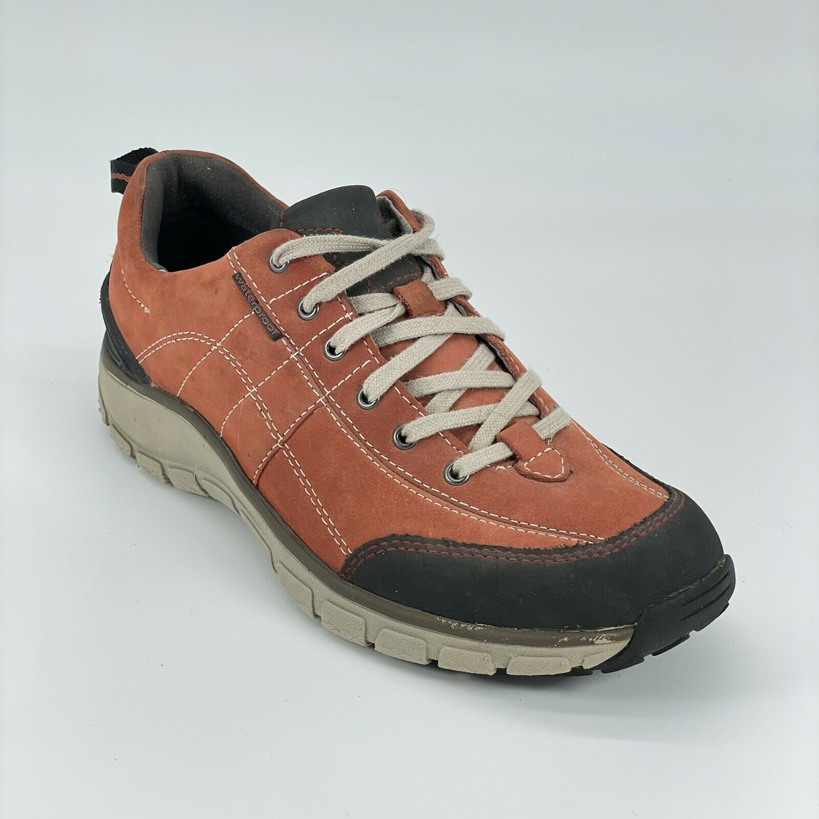Clarks Womens Wave Walk 15990 Red Leather Waterproof Walking Shoes Size 8.5