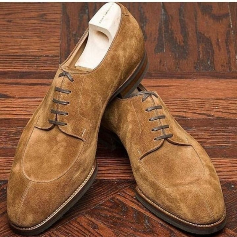Classic Fashion Faux Suede Men Brown Shoes Oxfords мужская обувь Lace Up Split Toe حذيةرجال Casual Chaussures Pour Hommes 3KC814