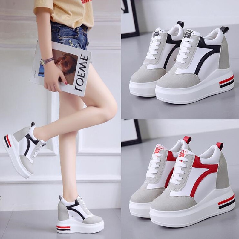 Classic Fashion Woman High Platform Sneakers Spring Female Shoes Woman Black White Sneakers Breathable Zapatos Casual Mujer