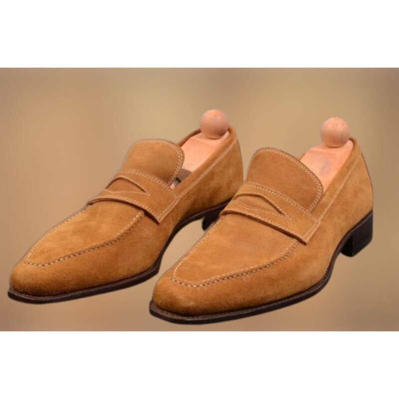 Classic Faux Suede Men Loafers Shoes Brown Fashion Chaussures Pour Hommes Slip on Мужская повседневная обувь حذية الرجال KD288