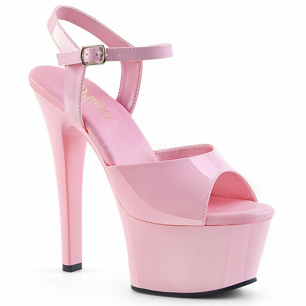 Clearance Pleaser Baby pink 6 inch ankle strap platform dancer shoes ASP609 sz 9