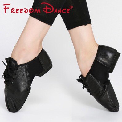 Clearance Sales Genuine Leather Center Stretch Jazz Dance Shoes Lace-Up Ballet Jazz Dancing Sneakers For Men Women Super Price
