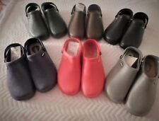 Clogs for medical waitress, gardening, wet weather casual with jeans, Dark color
