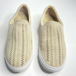 Coach Shoes | Coach Alegra Suede Slip On Casual Shoes Beige 7.5 | Color: Cream/White | Size: 7.5
