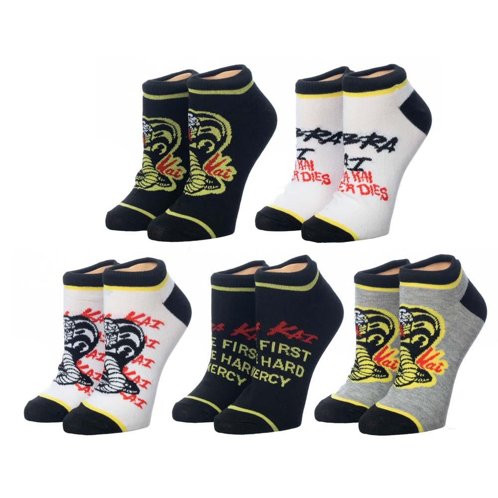 Cobra Kai 5 Pairs of Ankle Socks Fits Shoe Size 5-10 Netflix Karate Kid Gift