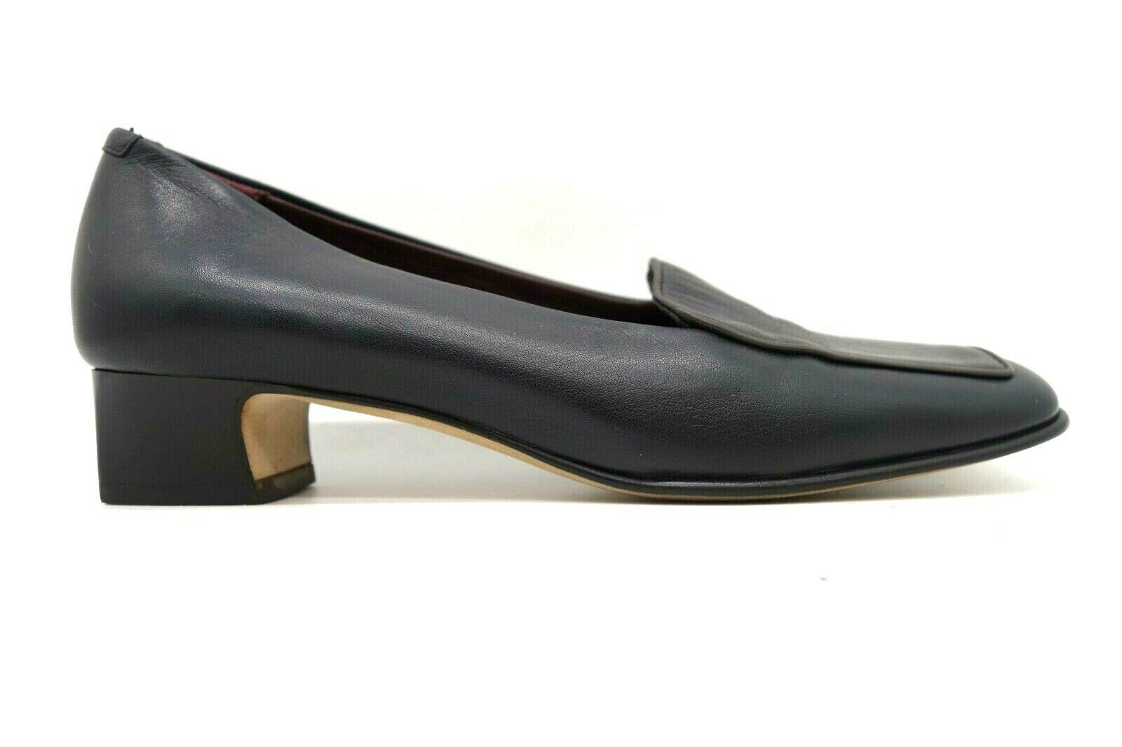 Cole Haan City Navy Blue Leather Slip On Block Heel Dress Shoes Women's 6.5 B
