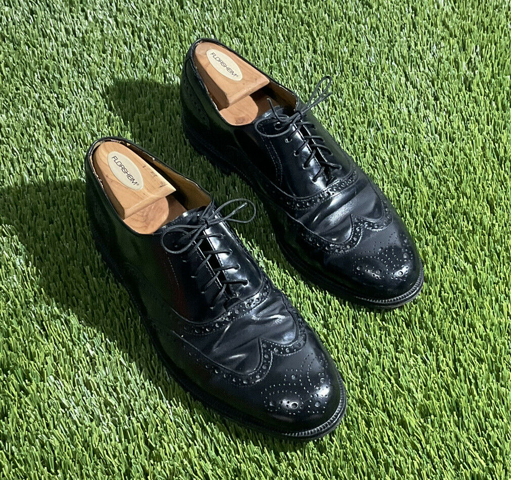 Cole Haan Mens Brogue Dress Shoes Sz 9 D Black Wing Tip Oxford Leather C07941