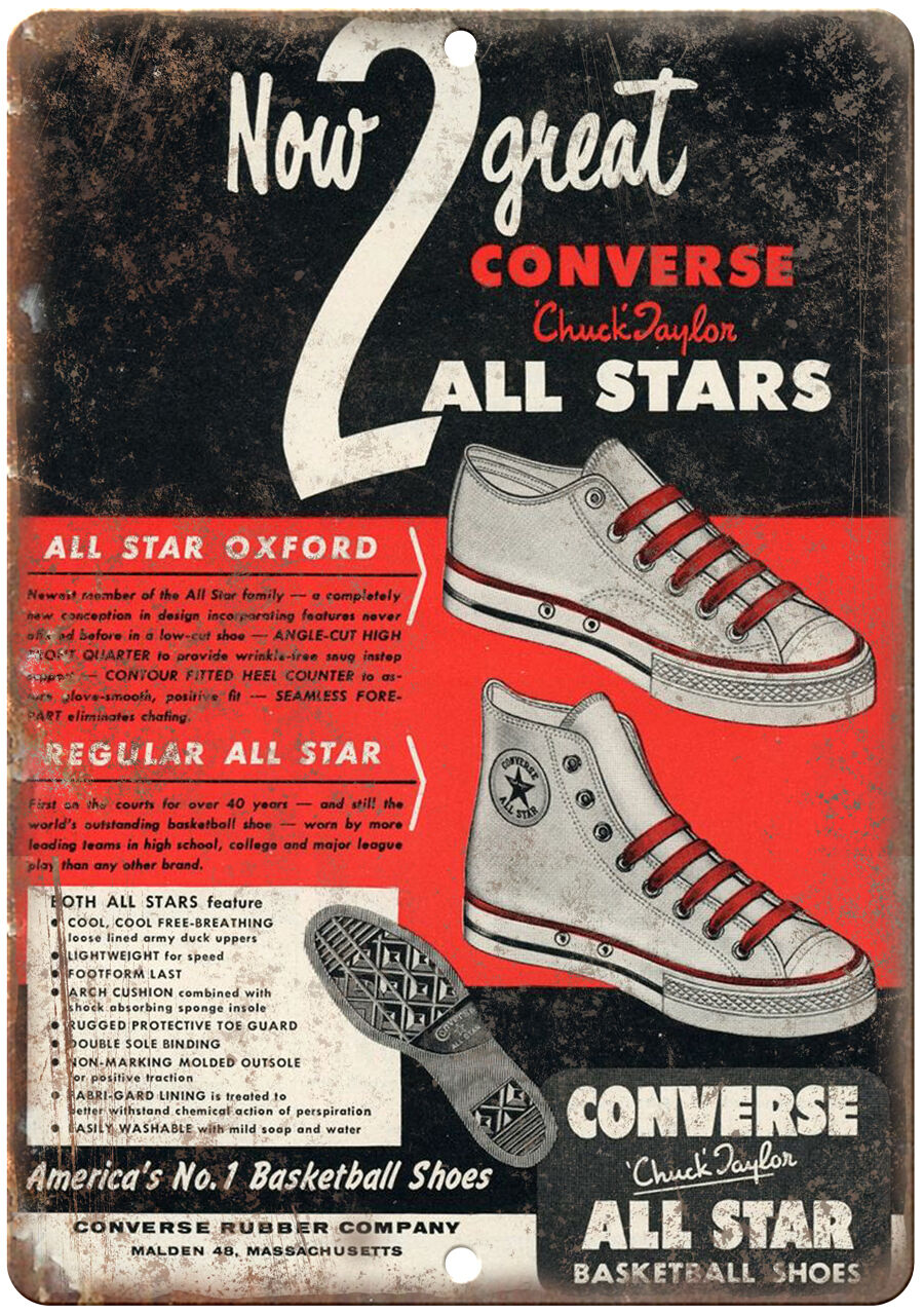Converse All Star Basketball Shoe, sneaker head, Jordans 10" x 7" Metal Sign