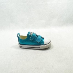 Converse Shoes | Converse Blue Sparkle Velcro Low Top Sneakers Little Kids 8 | Color: Blue | Size: 8