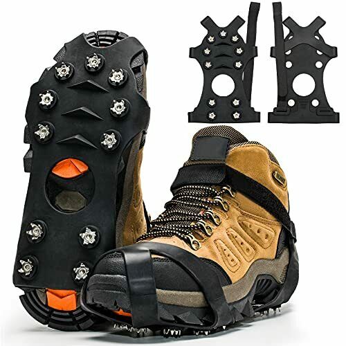 Crampons, Ice Cleats for Shoes and Boots, Stainless Steel Medium BLACK