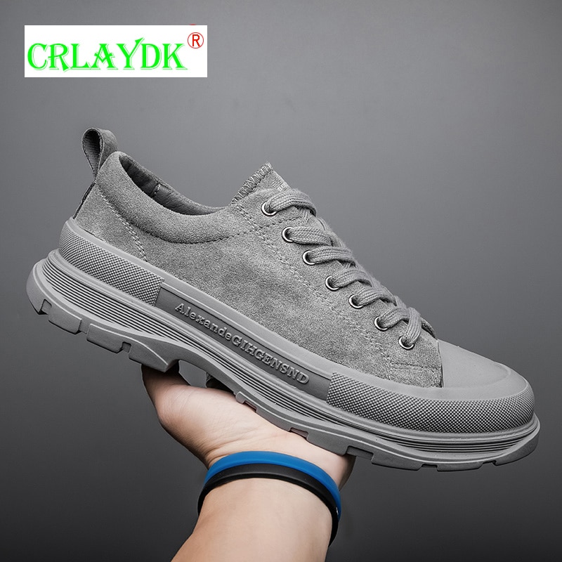 CRLAYDK 2021 Low Top Men's Leather Boots Sports Hiking Outdoor Walking Waterproof Shoes Non Slip Loafers Male Casual Moccasins