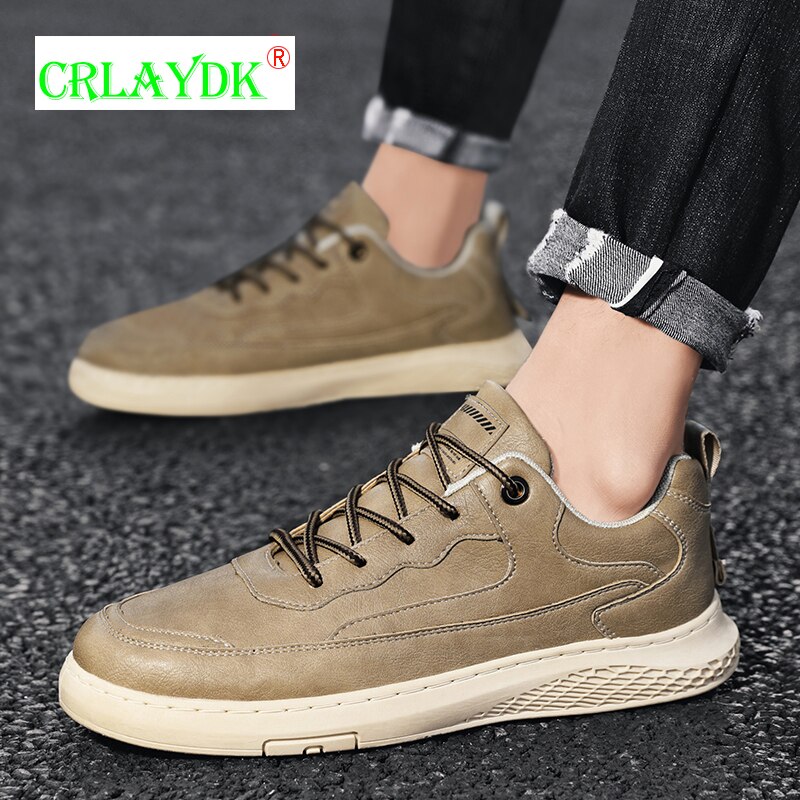 CRLAYDK 2021 New Men's Fashion Leather Shoes Casual Outdoor Walking Sneakers Business Dress Formal Flats Driving Moccasins