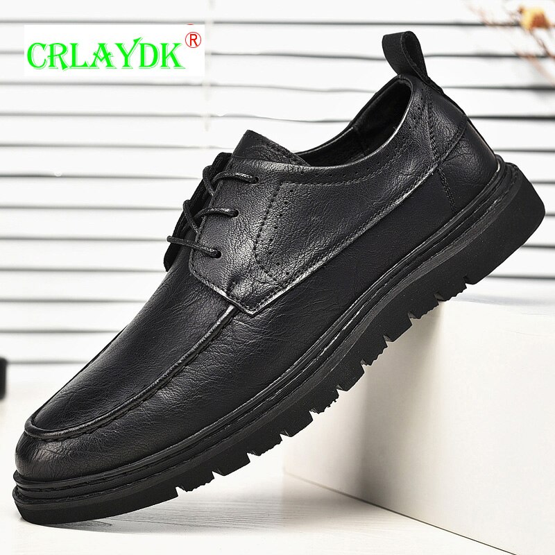 CRLAYDK Men's Fashion Leather Casual Shoes Driving Walking Flats Formal Business Dress Slip On Loafers for Male Moccasins