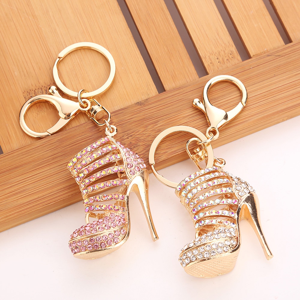 Crystal High Heels Shoes Key Chains Rings Shoe Pendant Car Bag Keyrings For Women Girl KeyChains Gift 2019 New Design A4