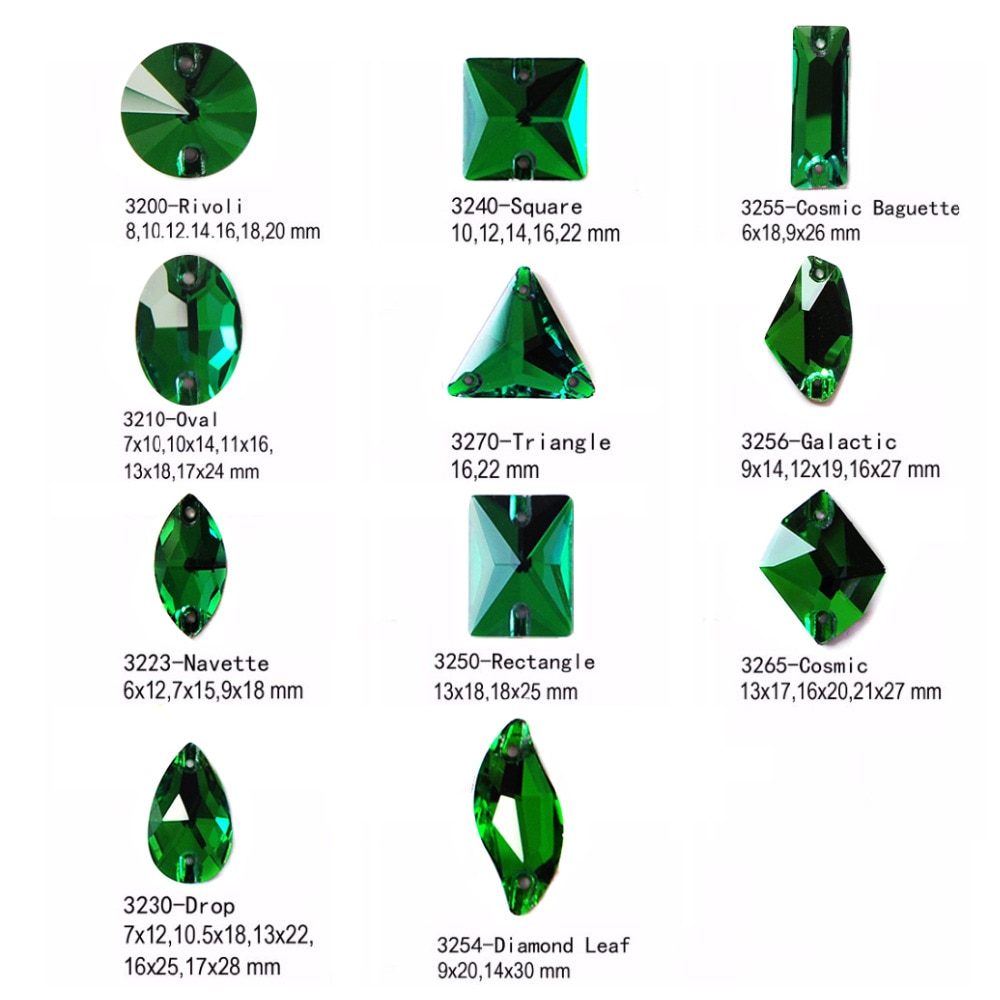 CTPA3bI Mix Shape Emerald Sew On Rhinestones Handicrafts Crystal Green DIY Wedding Dress Decoration Sewing Bags Accessories