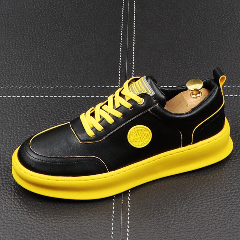 CuddlyIIPanda New Luxury Designer Men Leisure Yellow White Shoes Spring Autumn Thick Bottom Sneakers Male Youth Trending Shoes