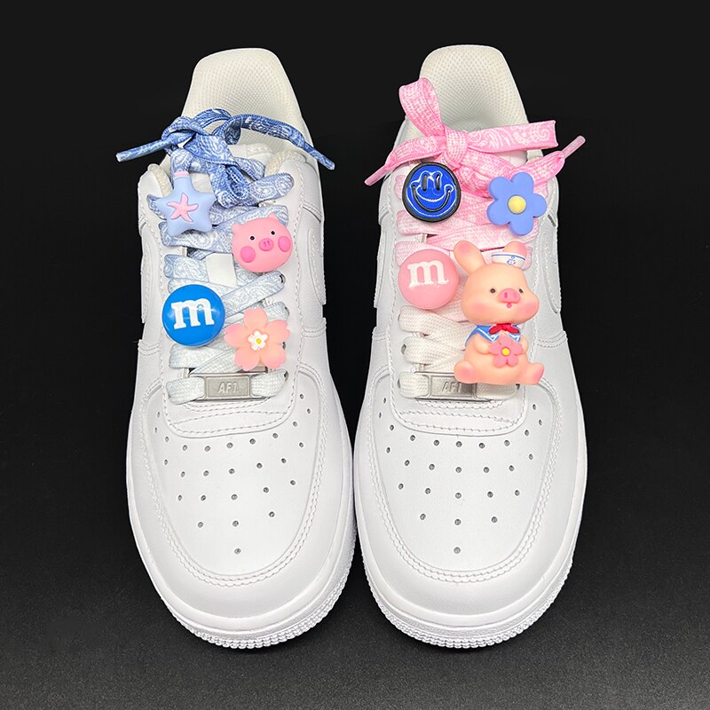 Cute Cartoon Pig Shoelace Decorations Luxury Quality Sneakers Accessories Lovely Shoes Charms for Nike Air Force 1 Girls Gift
