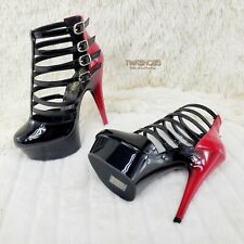 Delight 695 Black & Red Patent 6" High Heel Platform Shoes Cage Sandals NY