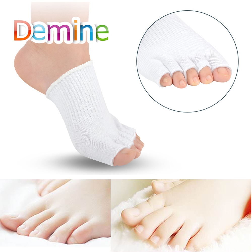 Demine 1 Pair Toe Separator Elastic Five-Finger Toeing Socks Hallux Valgus Toes Corrector Lady Foot Care Tool