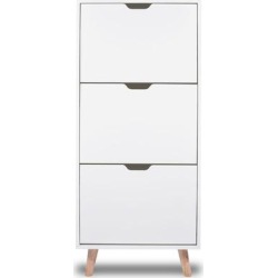 Designer shoes cabinet with 4 feet in modern pine wood and 3 white drawers