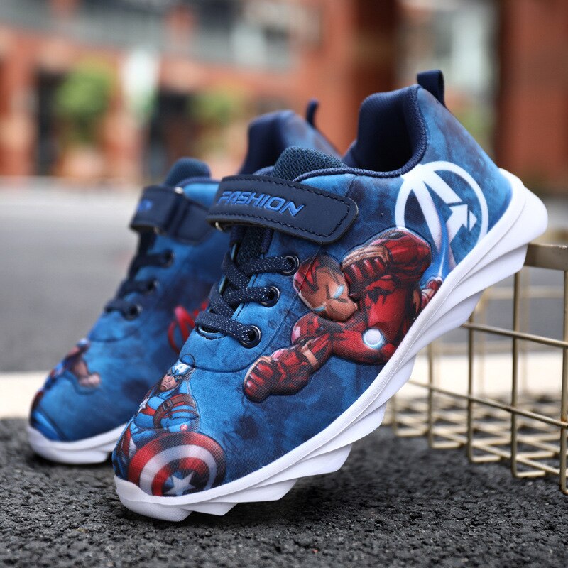 Disney Iron Man Children's Sneakers 2021 Spring and Autumn Girls' Shoes Breathable Boys Lightweight Girls Mermaid Running Shoes