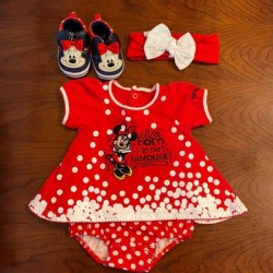 Disney Matching Sets | Disney Mini Mouse Dress, Shoes, And Head Band | Color: Red/White | Size: 3mb