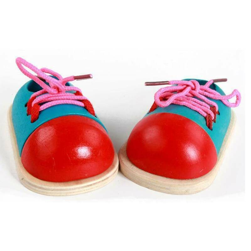 DIY Wooden Shoe Board For Tying Laces Practice Teaching Toddlers Kids Toys MP