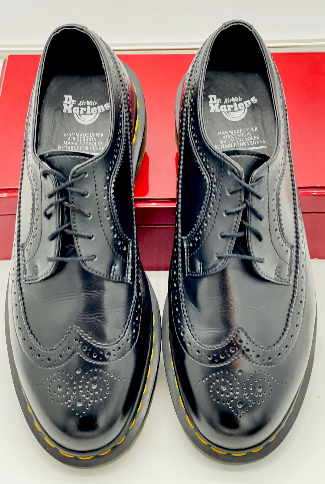Doc Martens 3989 Black Brougue Wingtip 11M/ 10/ UK lace up oxford vegan shoe