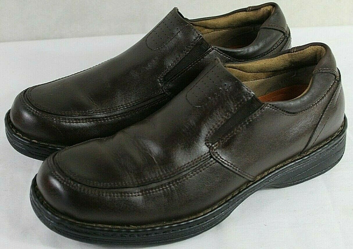 DOCKERS slip-on mens shoes size 9 M leather upper brown stain defender excellent