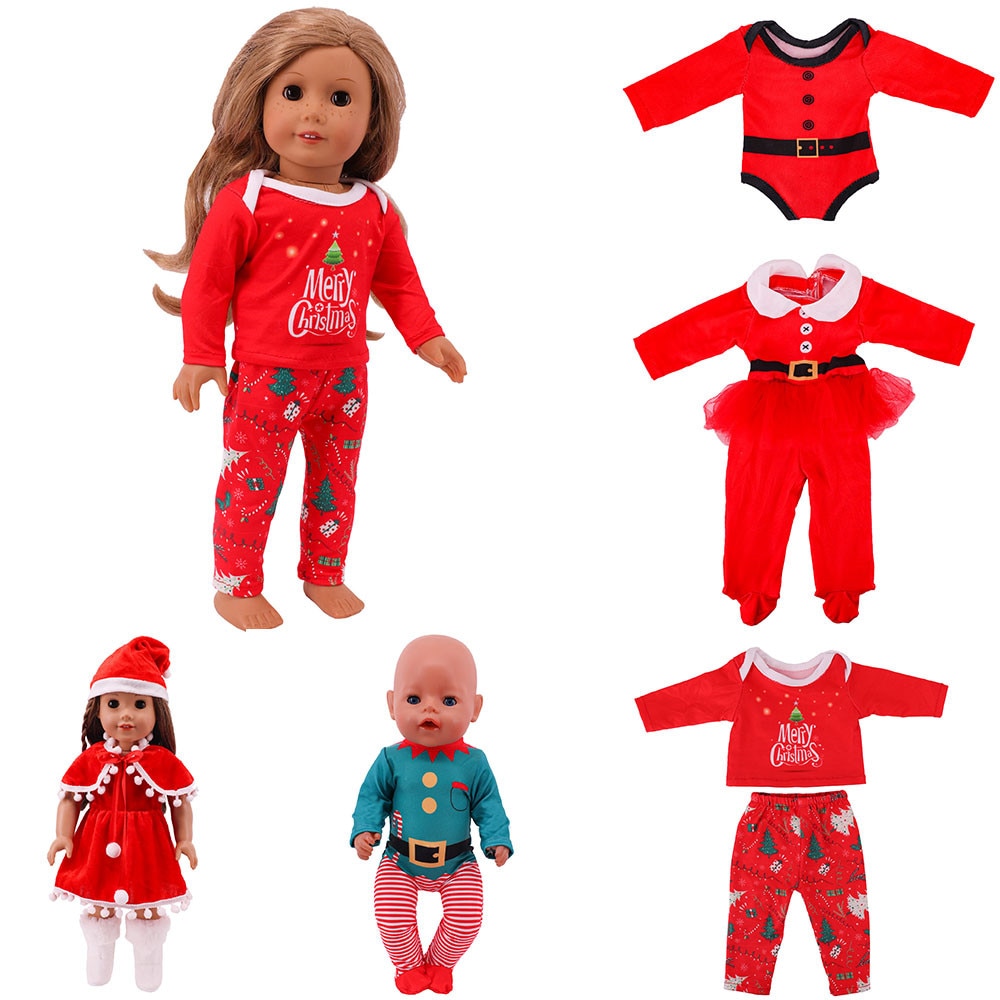 Doll Baby Clothes for 43CM New Baby Born Dolls Christmas Dress Shoes Fit 18 Inch American Dolls Russia DIY Gift`s Toy