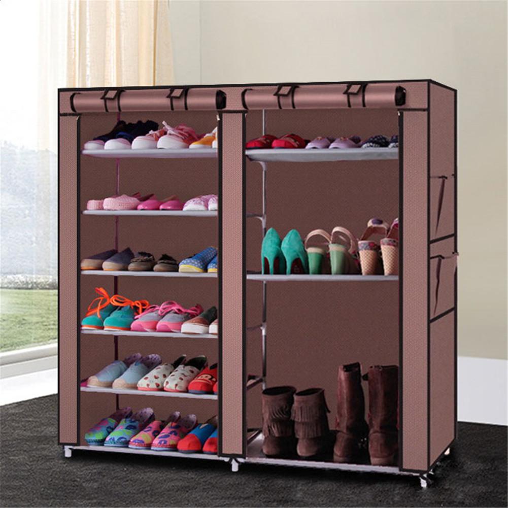 Double Row 9-compartment Non-woven Shoe Cabinet Household Boots Storage Case Living Room Storage