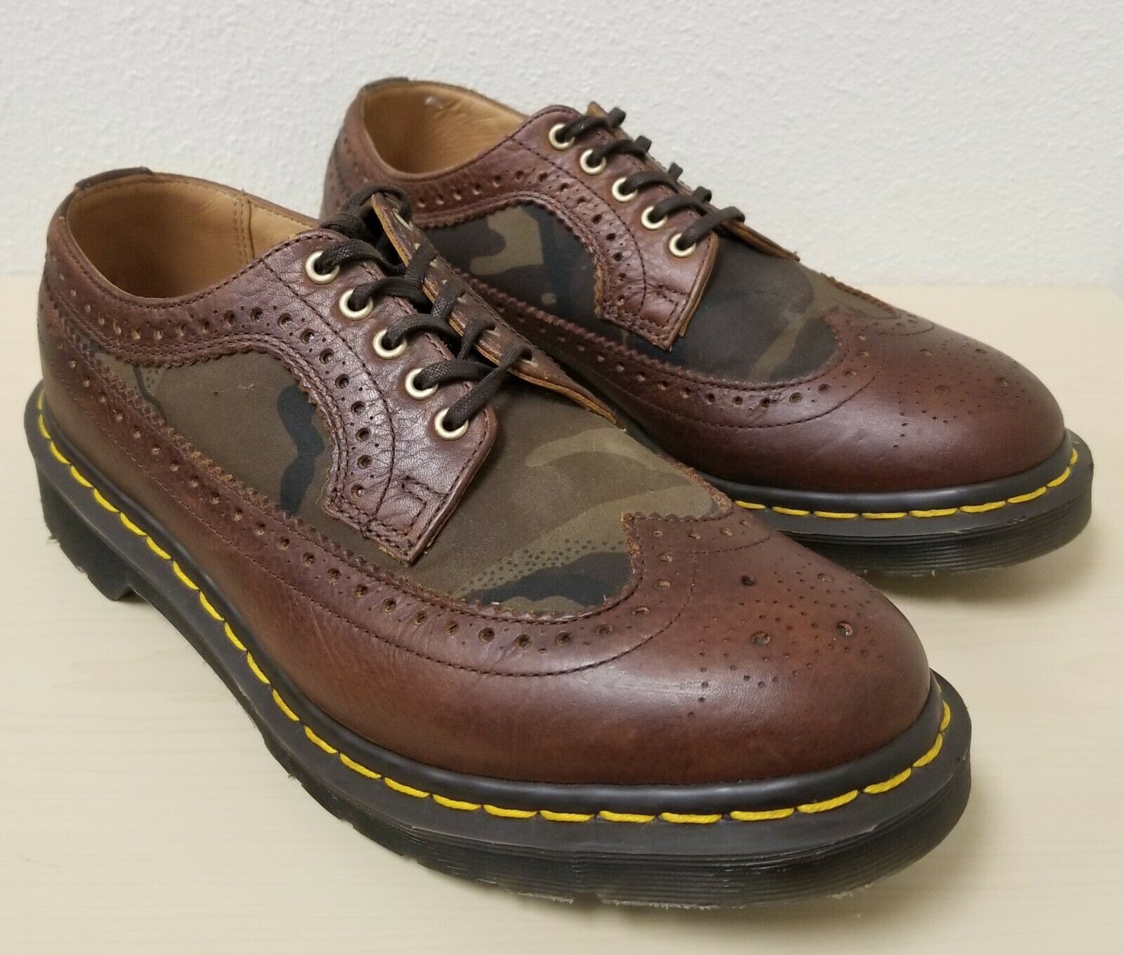 Dr Doc Martens Brown & Camouflage Camo Wingtip Oxford Mens 7 Dress Shoes