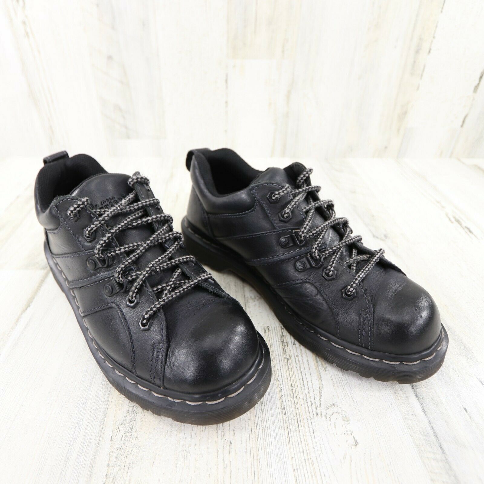 Dr. Doc Martens Finnegan Black Leather Shoes Men's Size 7 Women's Size 8