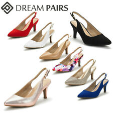 DREAM PAIRS Women's Slip On Low Stilettos Heels Slingback Ladies Dress Shoes