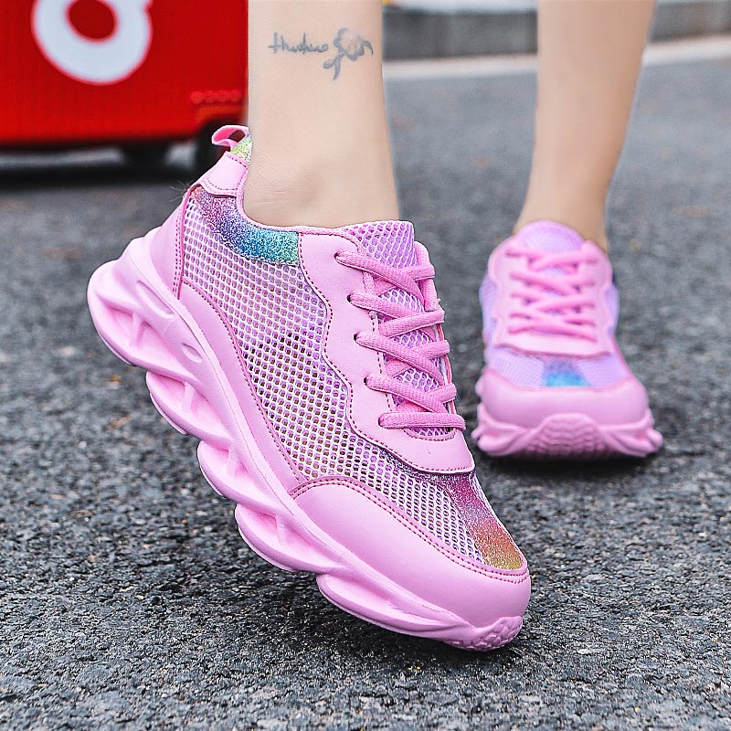 Dropshipping Women Sneakers Vulcanized shoes Mesh Bling Colorful Walking Casual Ladies Platform Mesh Breathable Female Footwear