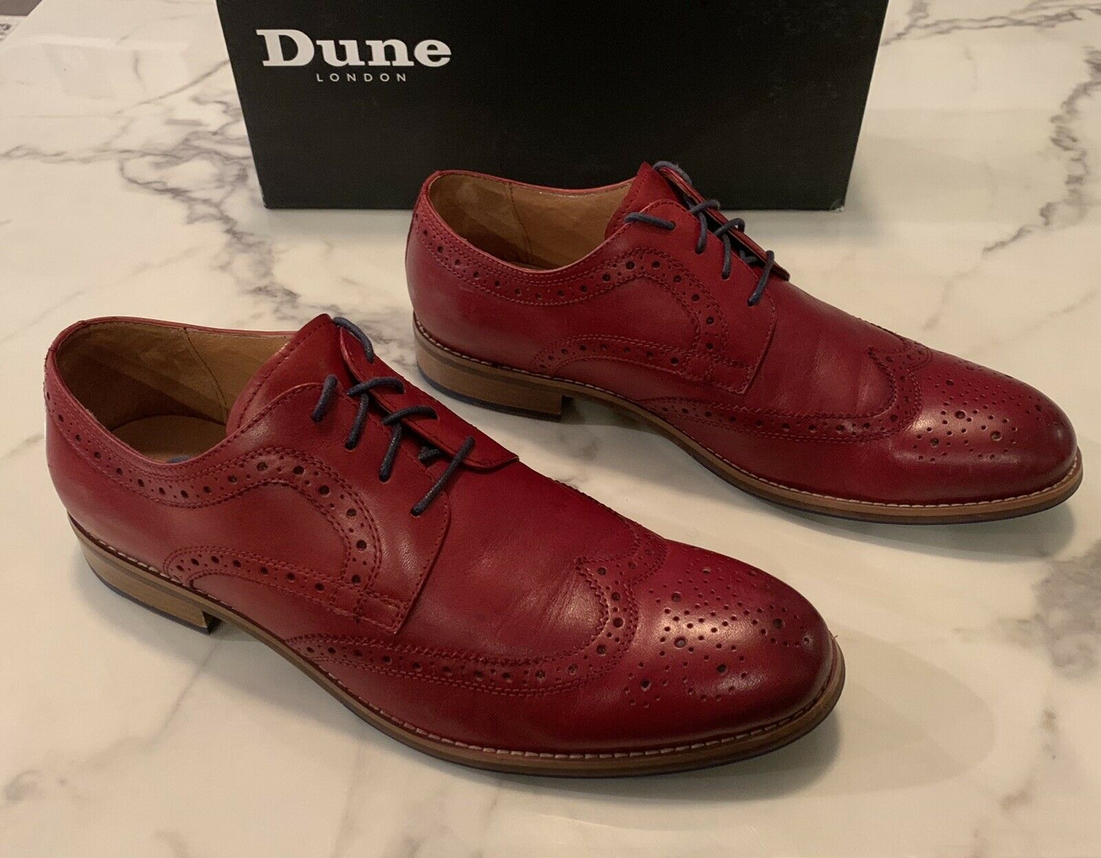 Dune London Mens Shoes Red Leather Radcliffe Size 10.5M