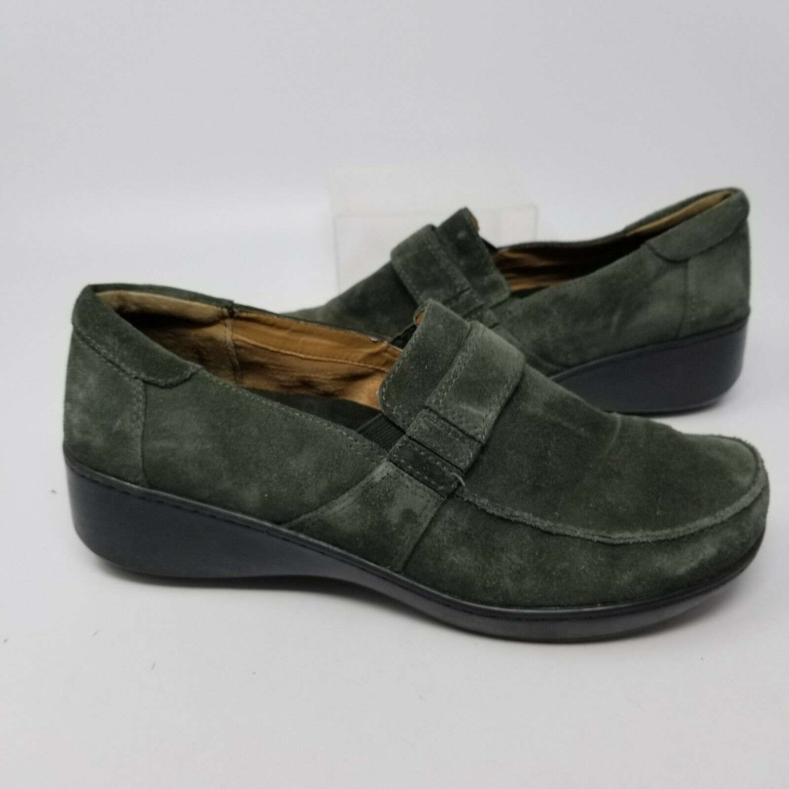Easy Spirit Green Block Heel Comfort Slip On Low Walking Shoes Women Size 9.5