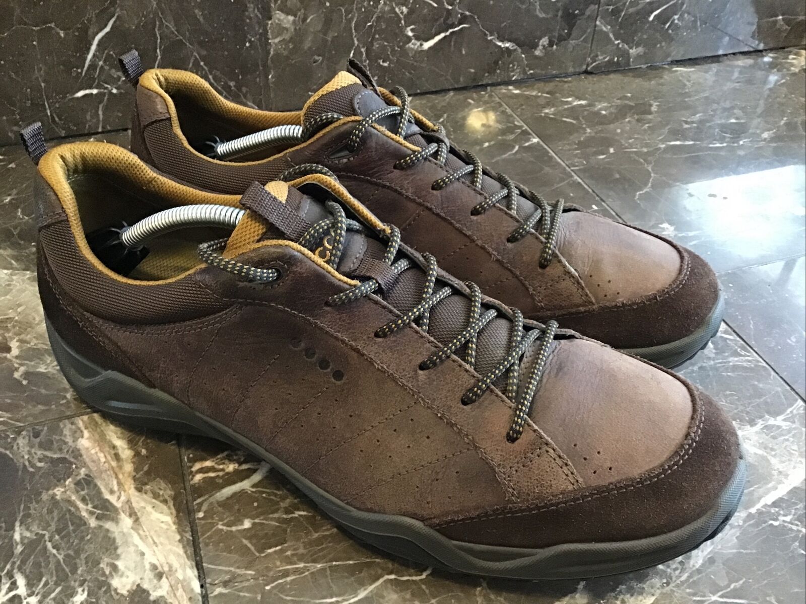 Ecco 47 13/13.5 Receptor Technology Yak Brown Leather Walking All Terrain Shoes